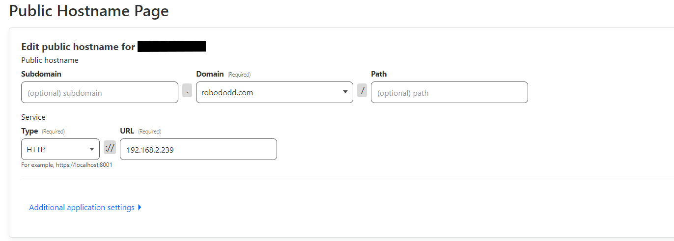 Configured public hostname routing traffic to the ghost-app-lb service in Cloudflare