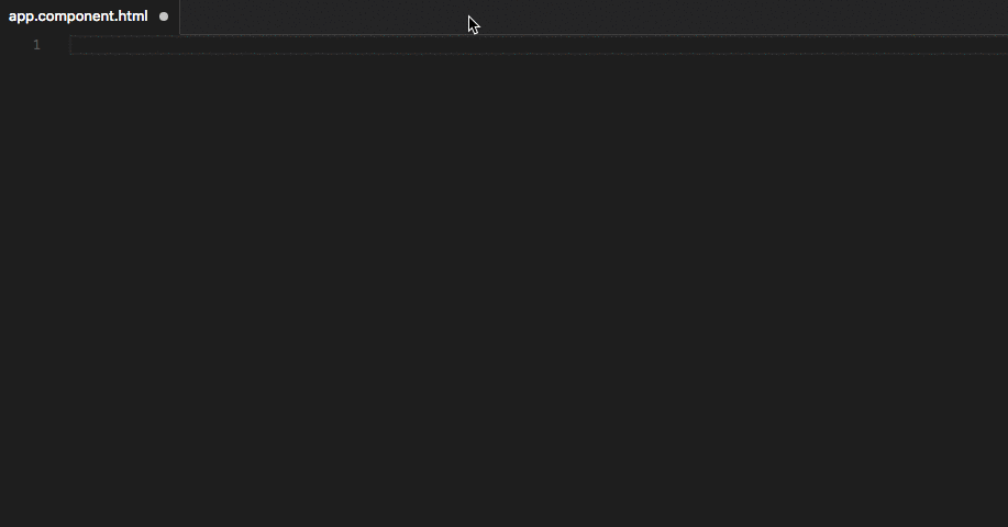 Animated demo of the Angular Language Service giving template autocompletion in VS Code