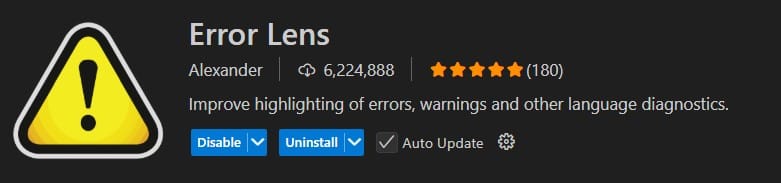 Error Lens extension page on the VS Code Marketplace