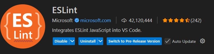 ESLint extension page on the VS Code Marketplace