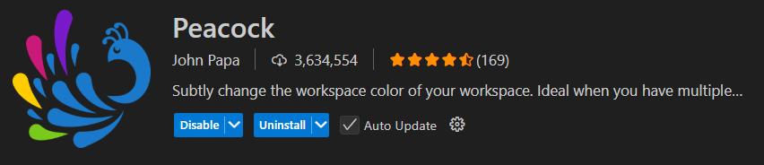 Peacock extension page on the VS Code Marketplace