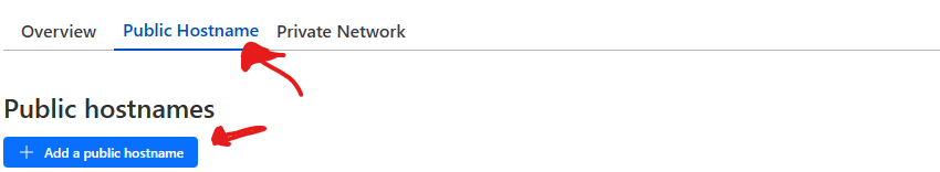 Cloudflare public hostname form mapping a hostname to the internal Kubernetes service