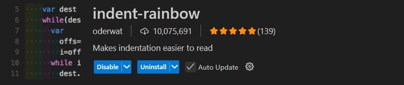Indent Rainbow extension page on the VS Code Marketplace