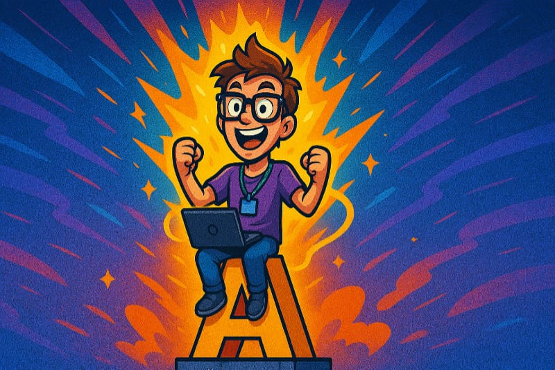 Angular logo on a blog banner for a beginner's guide to Angular 19 development