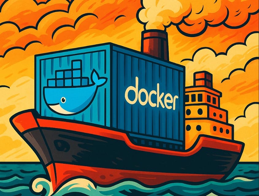 SQL Server and Docker logos on a dark tech-themed background