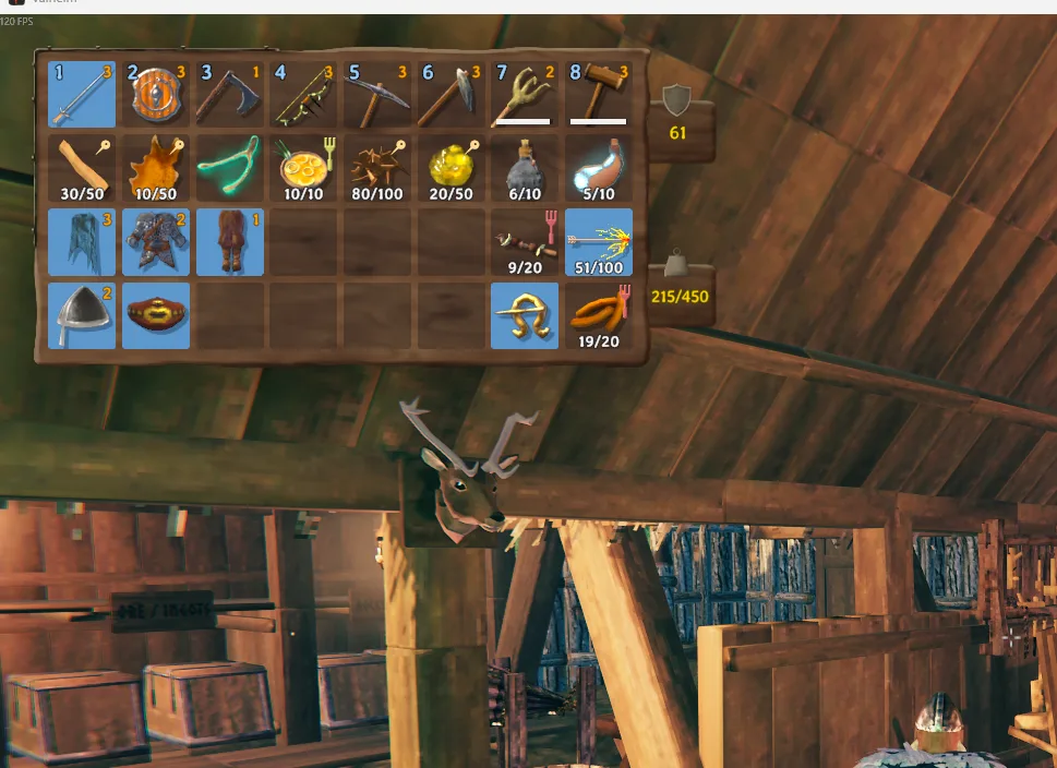 Inventory window with a pin in the corner of each slot on the second row